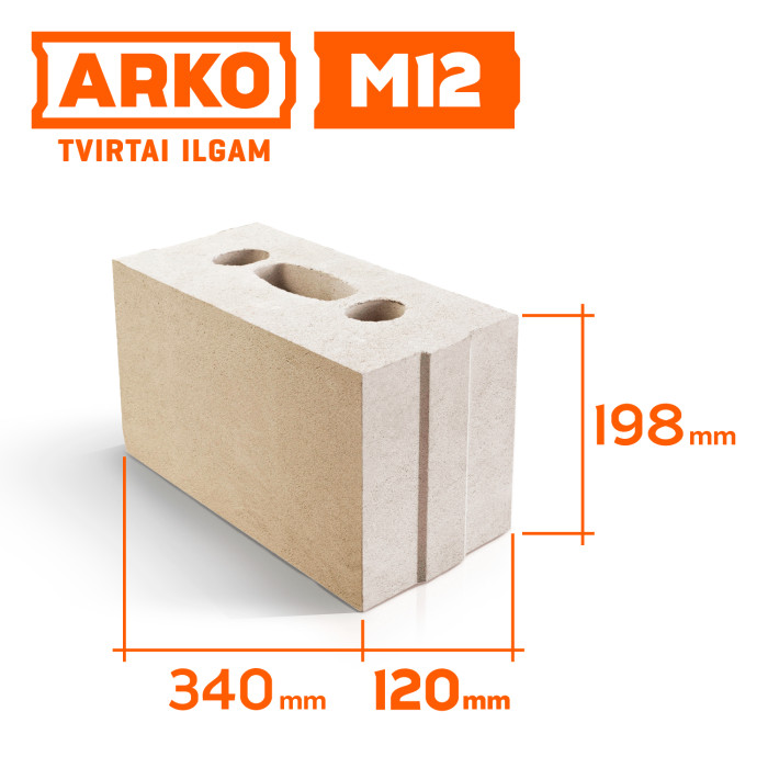 ARKO M12 silikatiniai blokeliai 120x198x340 mm ARKO M12 silikatiniai blokeliai 120x198x340 mm