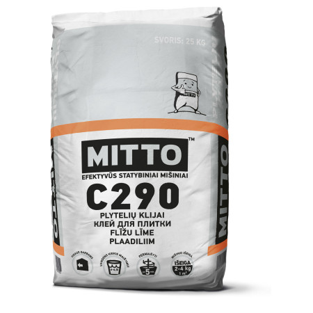 Plytelių klijai, MITTO C290, 25 kg
