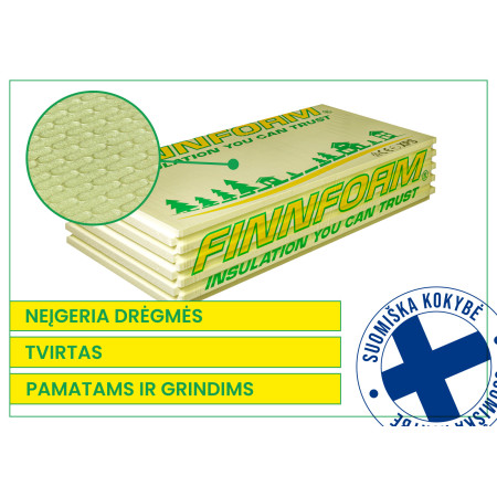 Ekstruzinis polistireninis putplastis Finnfoam FL-300 XX, frezuotas, rifliuotas