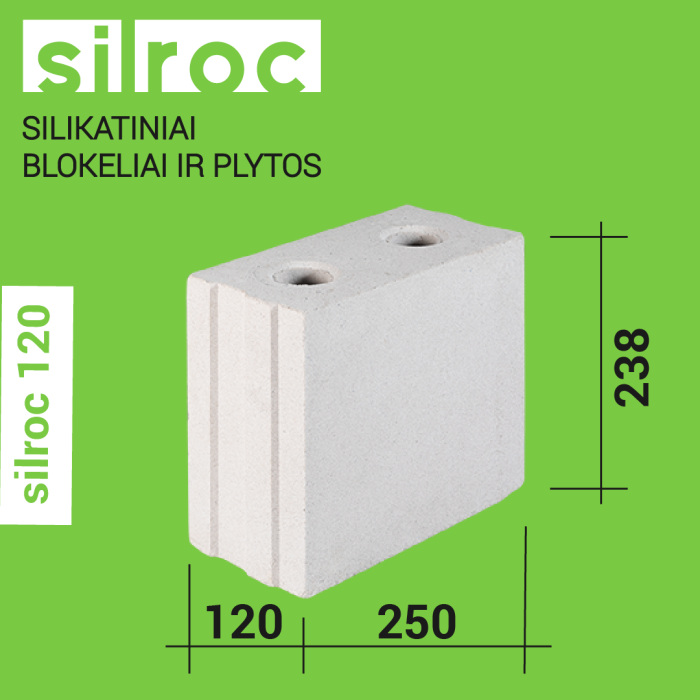 Silroc 120 silikatiniai blokeliai 120x238x250 Silroc 120 silikatiniai blokeliai 120x238x250
