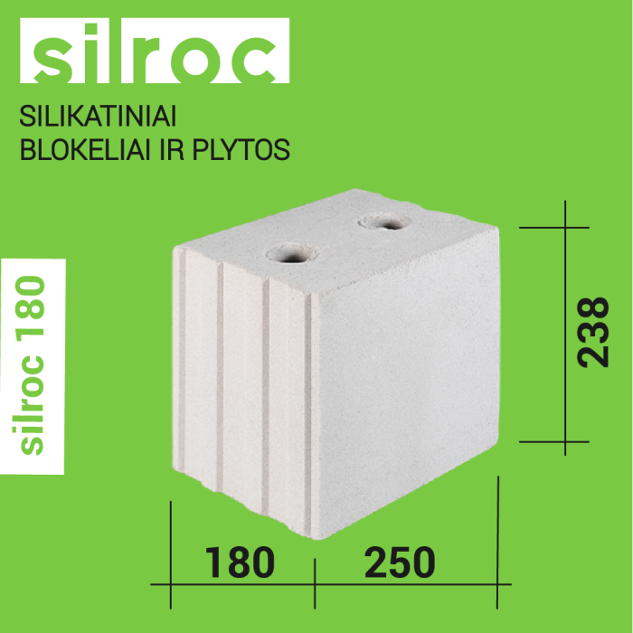 Silroc 180 silikatiniai blokeliai 180x238x250 Silroc 180 silikatiniai blokeliai 180x238x250