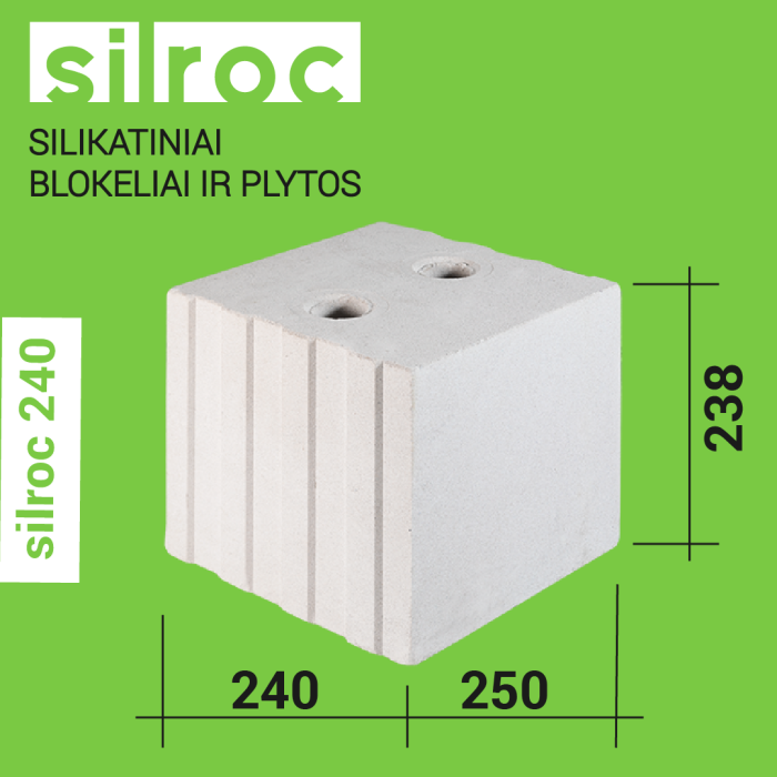 Silroc 240 silikatiniai blokeliai 240x238x250 Silroc 240 silikatiniai blokeliai 240x238x250