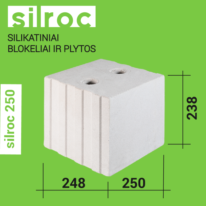 Silroc 250 silikatiniai blokeliai 248x238x250 Silroc 250 silikatiniai blokeliai 248x238x250