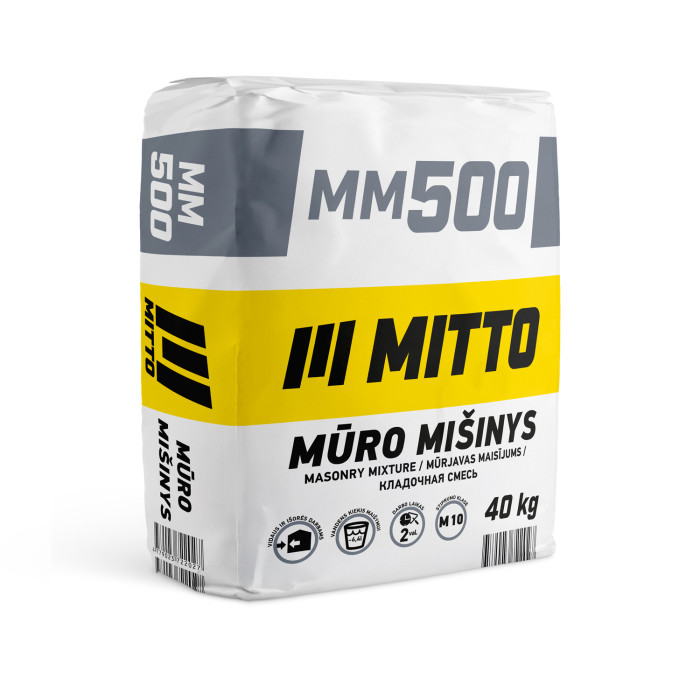 Mūro mišinys MITTO MM500, stiprumo klasė M10, 40 kg