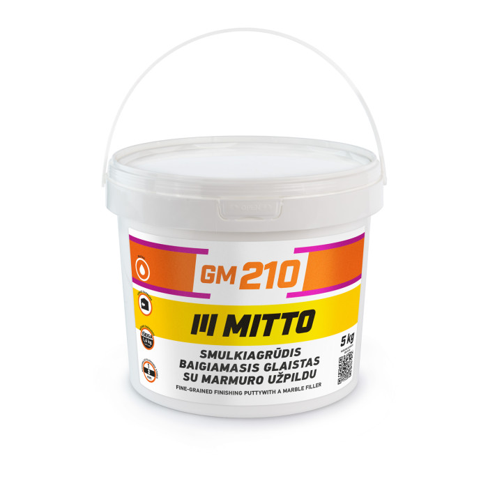 Smulkiagrūdis baigiamasis glaistas su marmuro užpildu MITTO GM210, 5kg
